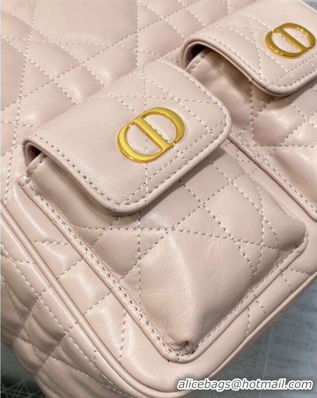 Promotional Dior Medium Caro Multicarry Backpack Bag in Macrocannage Lambskin M3375 Powder Pink 2025