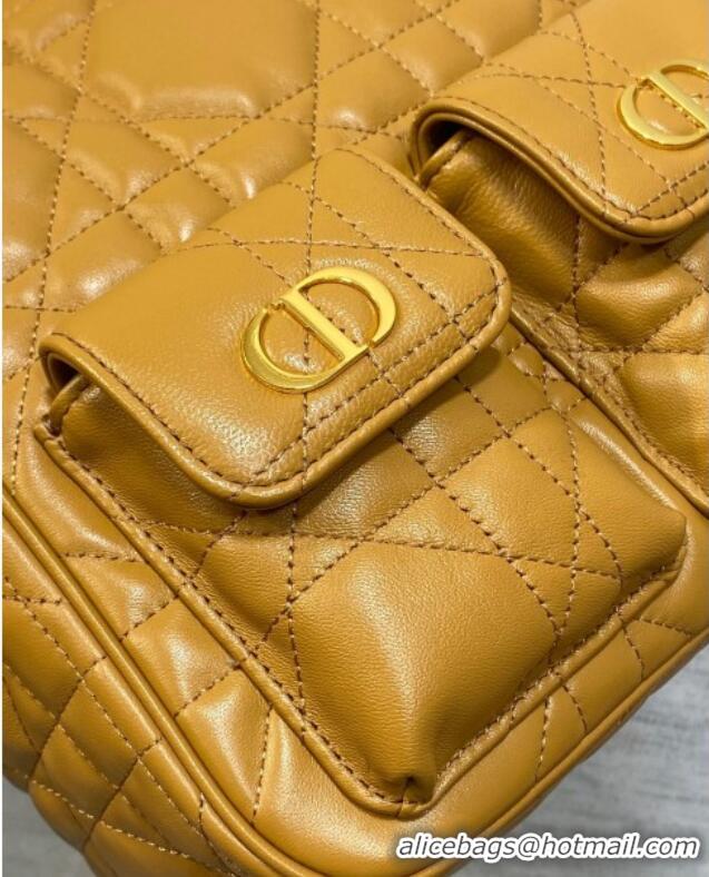 Best Quality Dior Medium Caro Multicarry Backpack Bag in Macrocannage Lambskin Gold-Tone M3375 2025