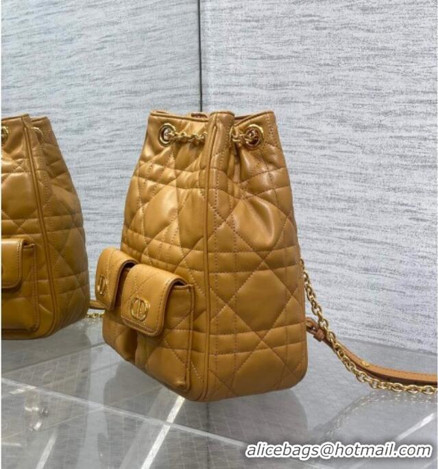 Best Quality Dior Medium Caro Multicarry Backpack Bag in Macrocannage Lambskin Gold-Tone M3375 2025