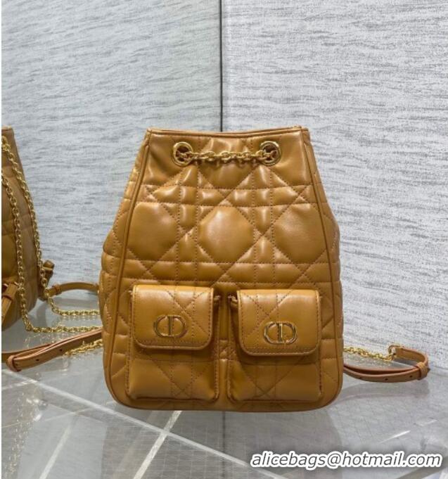 Best Quality Dior Medium Caro Multicarry Backpack Bag in Macrocannage Lambskin Gold-Tone M3375 2025