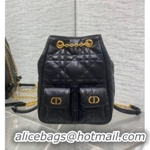 Grade Quality Dior Medium Caro Multicarry Backpack Bag in Macrocannage Lambskin M3375 Black 2025