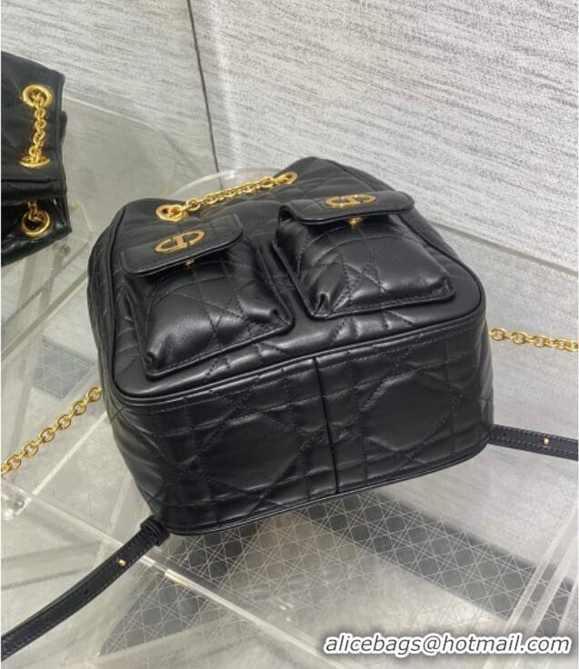 Grade Quality Dior Medium Caro Multicarry Backpack Bag in Macrocannage Lambskin M3375 Black 2025