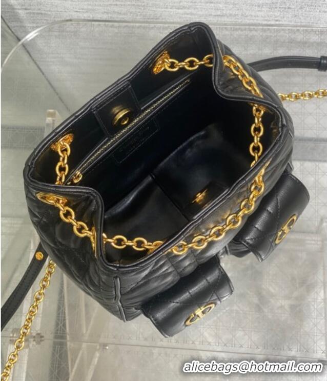 Grade Quality Dior Medium Caro Multicarry Backpack Bag in Macrocannage Lambskin M3375 Black 2025