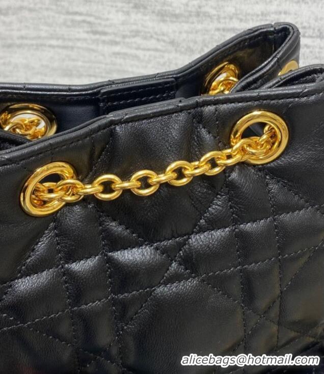 Grade Quality Dior Medium Caro Multicarry Backpack Bag in Macrocannage Lambskin M3375 Black 2025