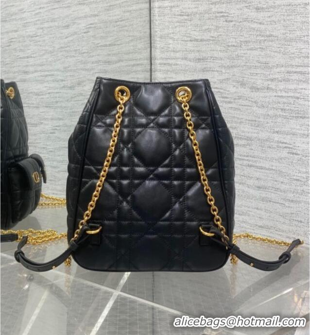 Grade Quality Dior Medium Caro Multicarry Backpack Bag in Macrocannage Lambskin M3375 Black 2025