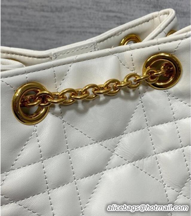 Cheap Design Dior Medium Caro Multicarry Backpack Bag in Macrocannage Lambskin M3375 White 2025