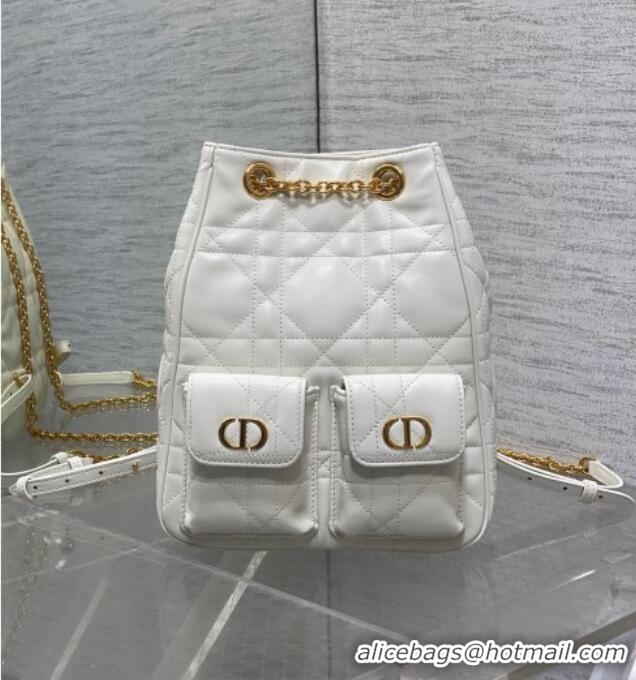 Cheap Design Dior Medium Caro Multicarry Backpack Bag in Macrocannage Lambskin M3375 White 2025