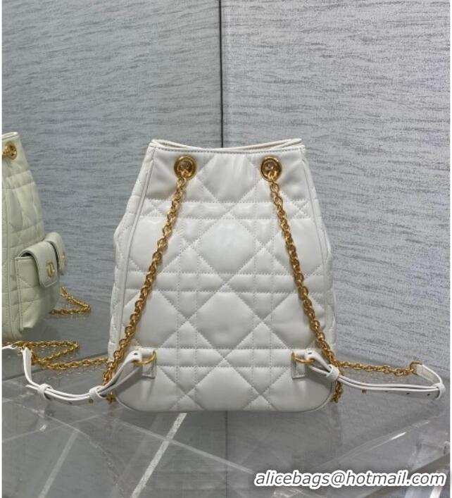 Cheap Design Dior Medium Caro Multicarry Backpack Bag in Macrocannage Lambskin M3375 White 2025