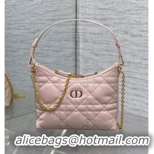 Sophisticated Dior Miss Caro Diorling Mini Bag with Chain in Macrocannage Lambskin M6285 Powder Pink 2025