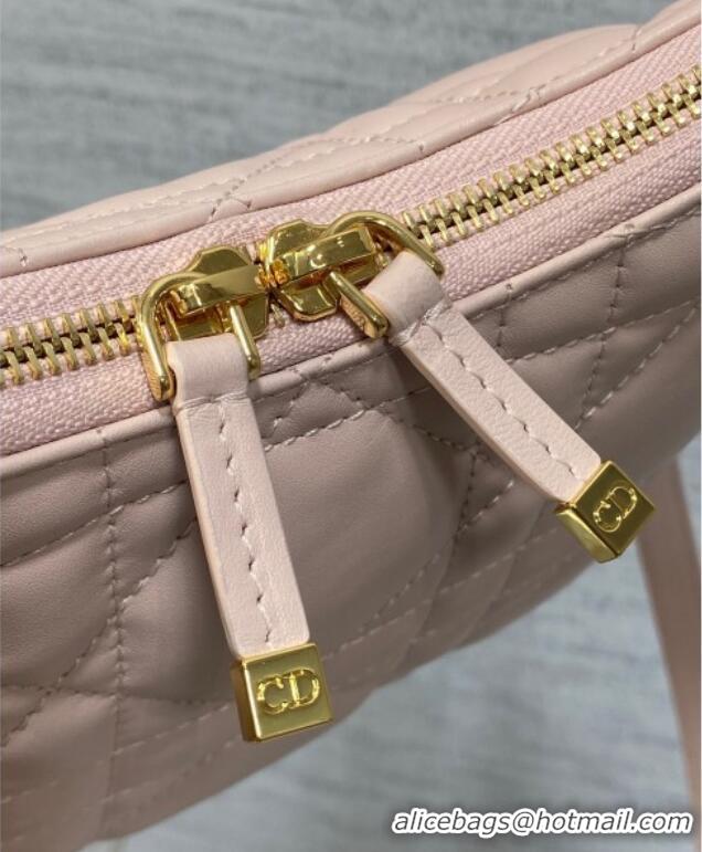 Sophisticated Dior Miss Caro Diorling Mini Bag with Chain in Macrocannage Lambskin M6285 Powder Pink 2025