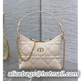 Buy Fashionable Dior Miss Caro Diorling Mini Bag with Chain in Macrocannage Lambskin M6285 White 2025