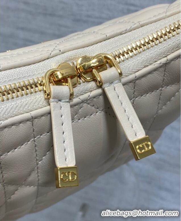 Buy Fashionable Dior Miss Caro Diorling Mini Bag with Chain in Macrocannage Lambskin M6285 White 2025