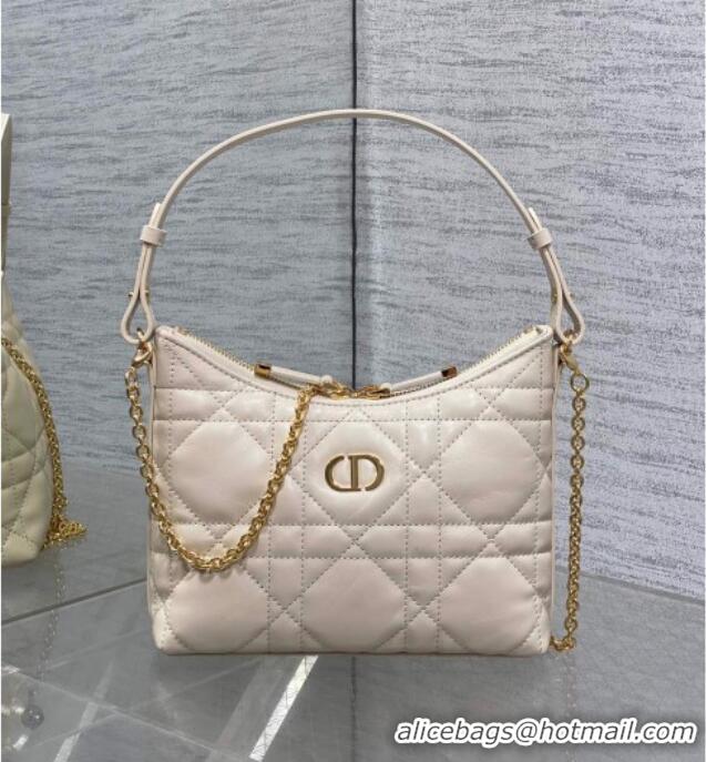 Buy Fashionable Dior Miss Caro Diorling Mini Bag with Chain in Macrocannage Lambskin M6285 White 2025