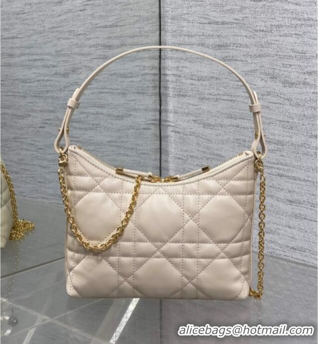 Buy Fashionable Dior Miss Caro Diorling Mini Bag with Chain in Macrocannage Lambskin M6285 White 2025