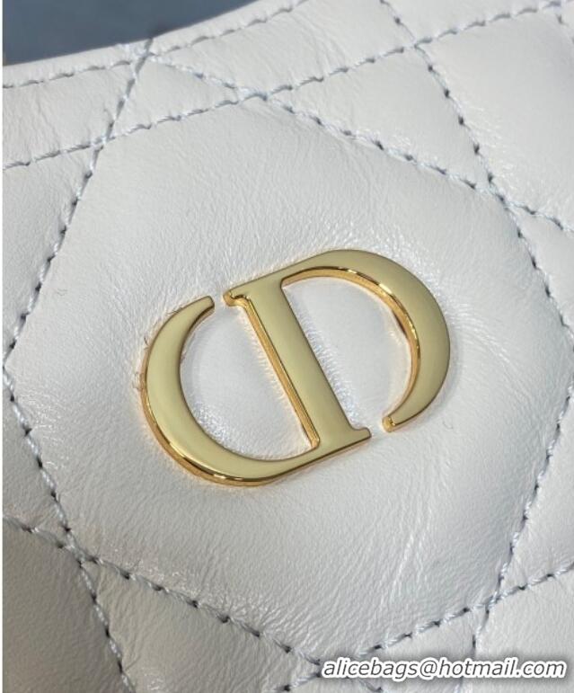 Buy Fashionable Dior Miss Caro Diorling Mini Bag with Chain in Macrocannage Lambskin M6285 White 2025