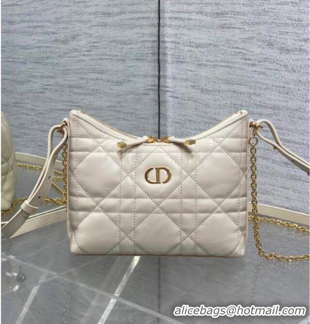 Buy Fashionable Dior Miss Caro Diorling Mini Bag with Chain in Macrocannage Lambskin M6285 White 2025