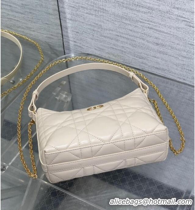 Buy Fashionable Dior Miss Caro Diorling Mini Bag with Chain in Macrocannage Lambskin M6285 White 2025