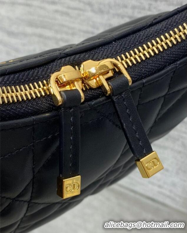 Best Product Dior Miss Caro Diorling Mini Bag with Chain in Macrocannage Lambskin M6285 Black 2025