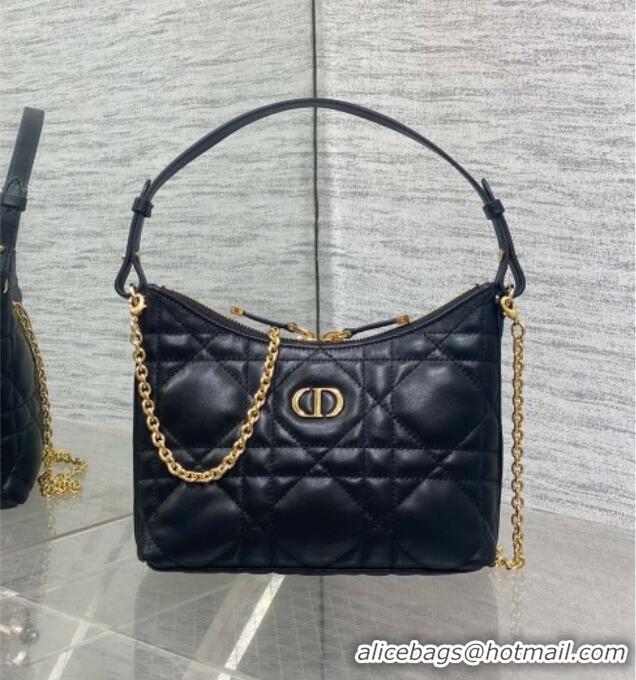 Best Product Dior Miss Caro Diorling Mini Bag with Chain in Macrocannage Lambskin M6285 Black 2025