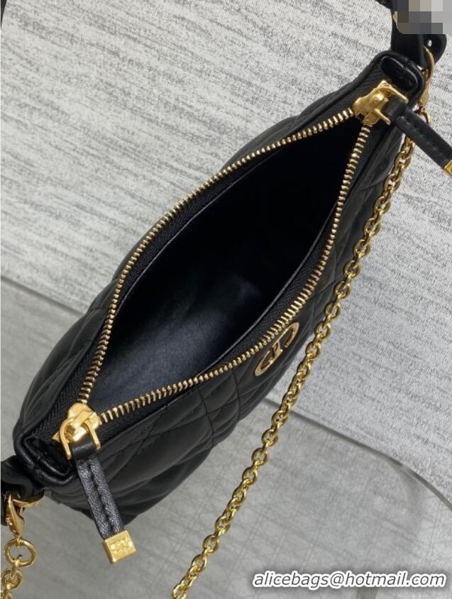 Best Product Dior Miss Caro Diorling Mini Bag with Chain in Macrocannage Lambskin M6285 Black 2025