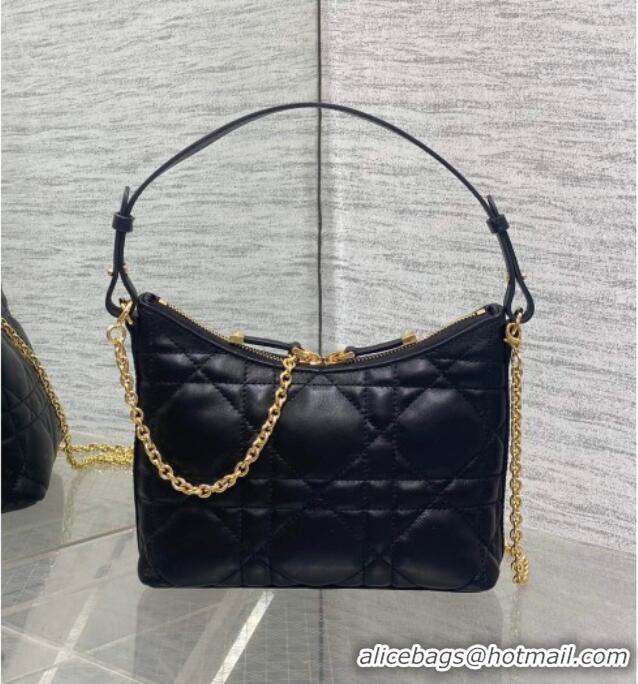 Best Product Dior Miss Caro Diorling Mini Bag with Chain in Macrocannage Lambskin M6285 Black 2025