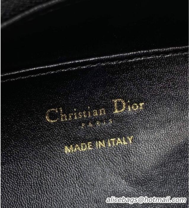 Best Product Dior Miss Caro Diorling Mini Bag with Chain in Macrocannage Lambskin M6285 Black 2025