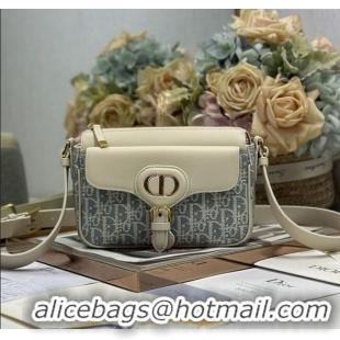 Super Quality Dior Small 30 Montaigne Pocket Bag in Blue Oblique Chambray with Raffia Effect and White Calfskin 6027 202