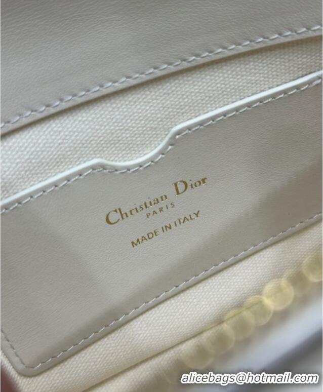 Super Quality Dior Small 30 Montaigne Pocket Bag in Blue Oblique Chambray with Raffia Effect and White Calfskin 6027 202