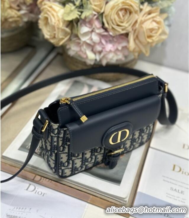 Discount Dior Small 30 Montaigne Pocket Bag in Oblique Jacquard and Smooth Calfskin 6027 Blue 2025