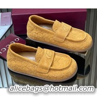 Modern Gucci GG Suede Flat Loafers Yellow 2025 GG082804