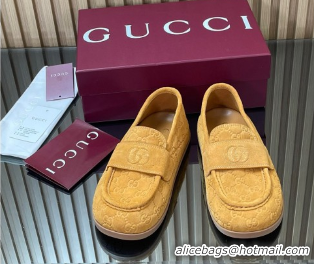 Modern Gucci GG Suede Flat Loafers Yellow 2025 GG082804