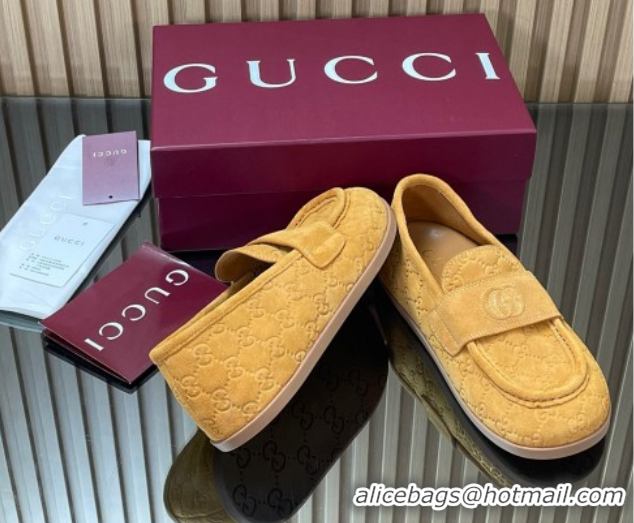 Modern Gucci GG Suede Flat Loafers Yellow 2025 GG082804