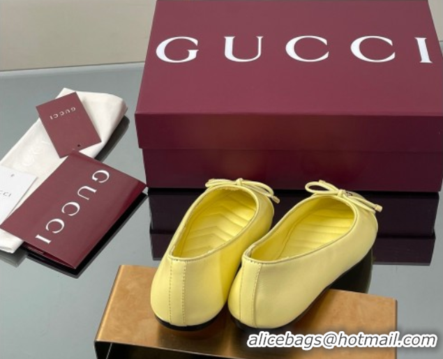Classic Hot Gucci Leather Ballet Flats with Double G Yellow 835805