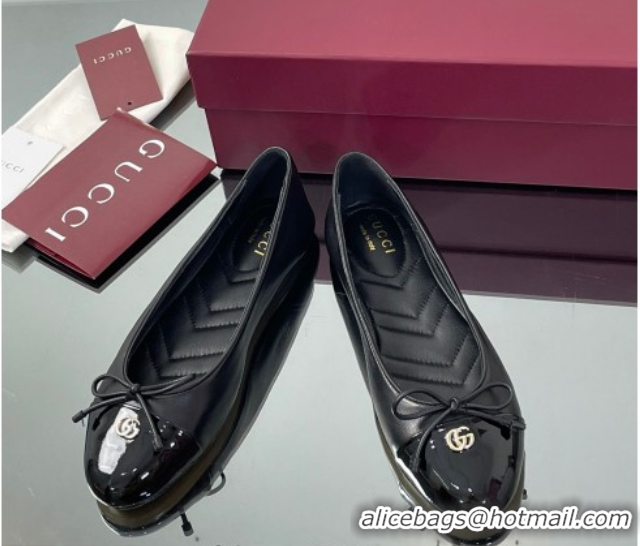 Luxury Gucci Leather Ballet Flats with Double G Black 835805