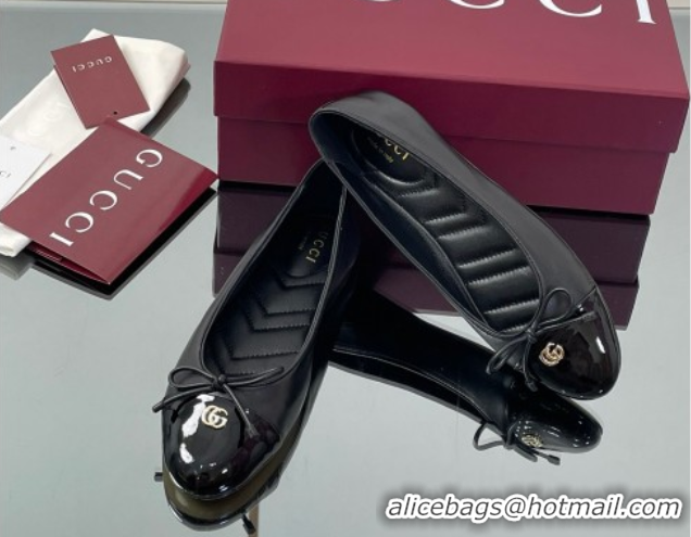 Luxury Gucci Leather Ballet Flats with Double G Black 835805