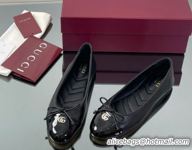 Luxury Gucci Leather Ballet Flats with Double G Black 835805