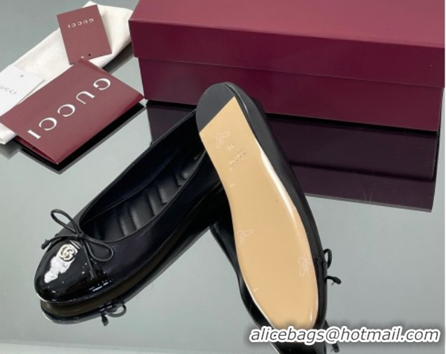 Luxury Gucci Leather Ballet Flats with Double G Black 835805