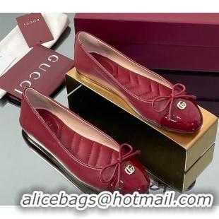 Perfect Gucci Leather Ballet Flats with Double G Ancora Red 835805