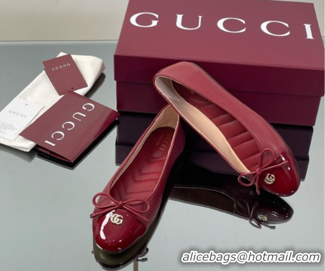 Perfect Gucci Leather Ballet Flats with Double G Ancora Red 835805