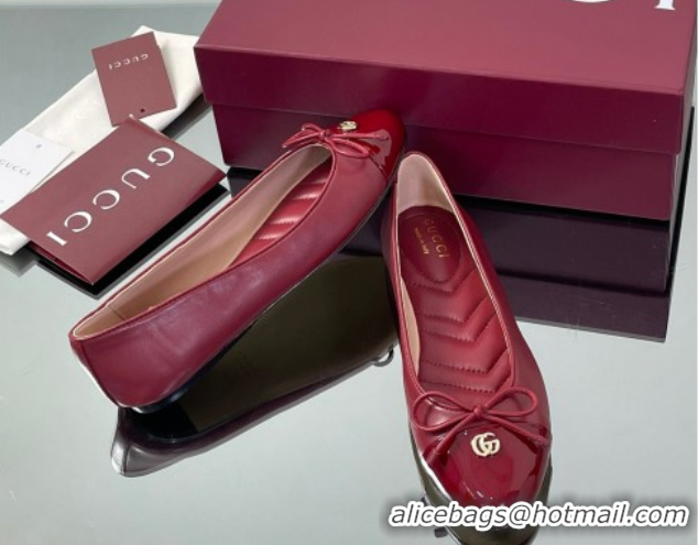 Perfect Gucci Leather Ballet Flats with Double G Ancora Red 835805
