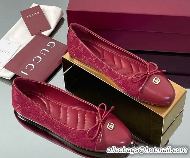 Unique Style Gucci GG Canvas Ballet Flats with Double G Ancora Red 835805