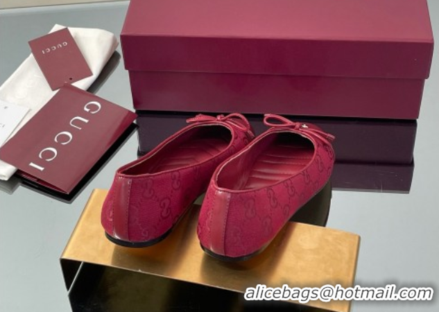 Unique Style Gucci GG Canvas Ballet Flats with Double G Ancora Red 835805