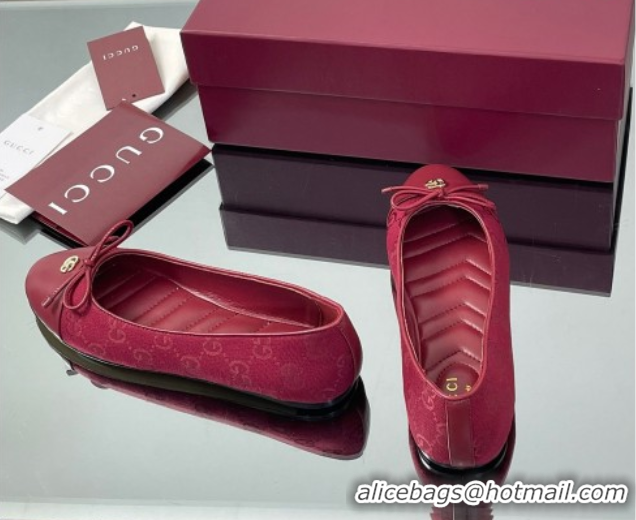 Unique Style Gucci GG Canvas Ballet Flats with Double G Ancora Red 835805
