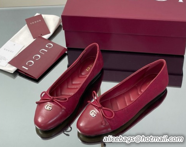 Unique Style Gucci GG Canvas Ballet Flats with Double G Ancora Red 835805