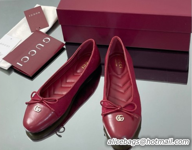 Unique Style Gucci GG Canvas Ballet Flats with Double G Ancora Red 835805