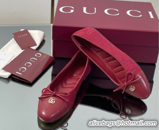 Unique Style Gucci GG Canvas Ballet Flats with Double G Ancora Red 835805