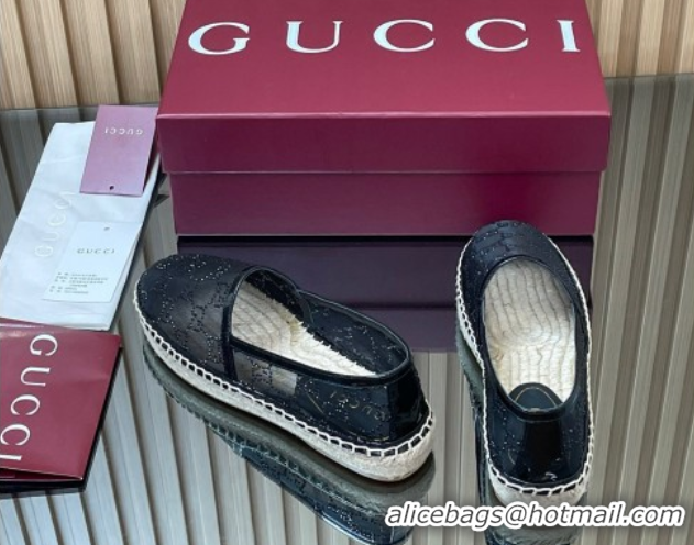 Purchase Gucci GG Strass Mesh Espadrilles Flat Black 2025 GG082805
