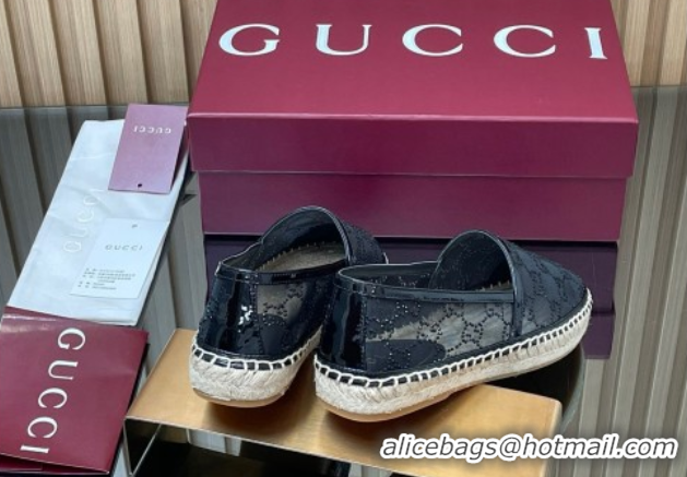 Purchase Gucci GG Strass Mesh Espadrilles Flat Black 2025 GG082805