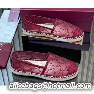 Low Price Gucci GG Strass Mesh Espadrilles Flat Ancora Red 2025 GG082805