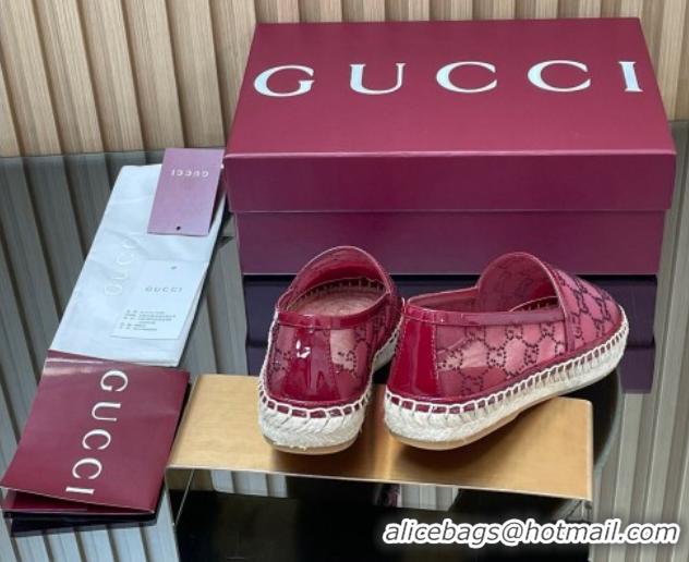 Low Price Gucci GG Strass Mesh Espadrilles Flat Ancora Red 2025 GG082805